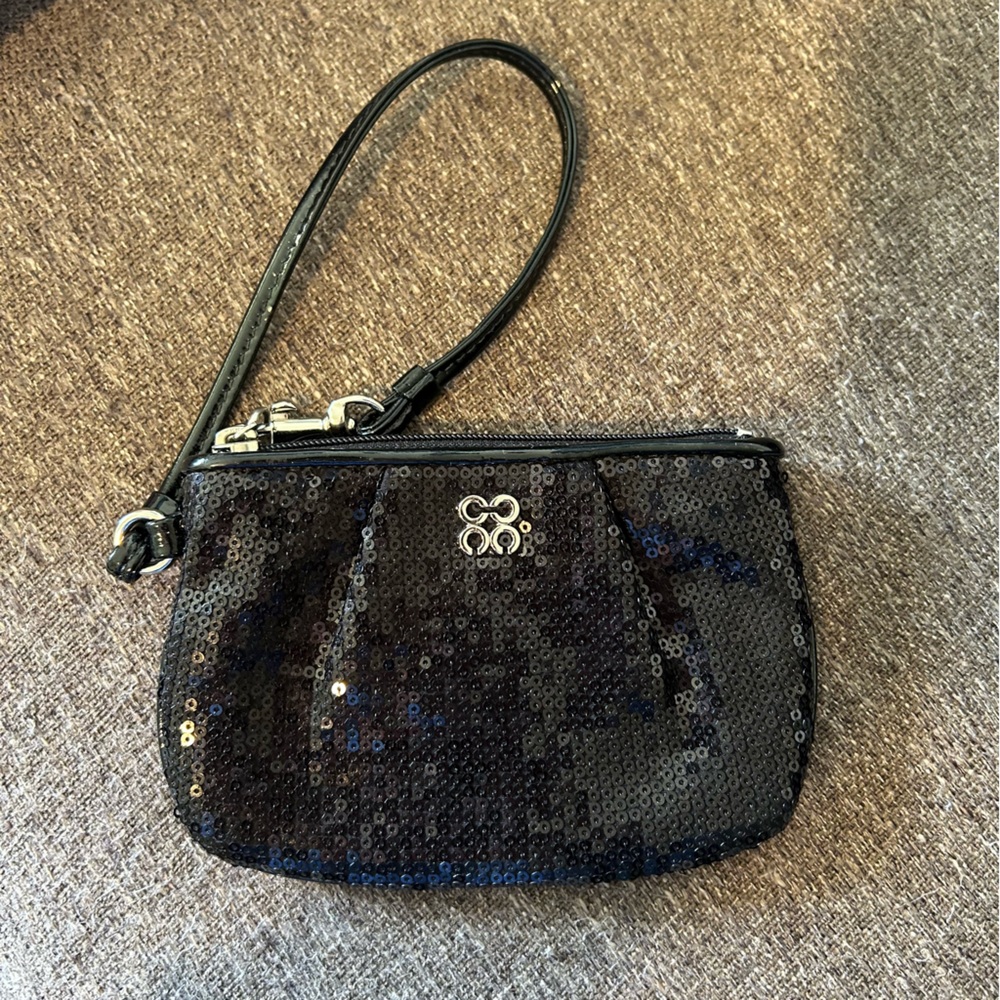 Coach Sequin Black Wristlet